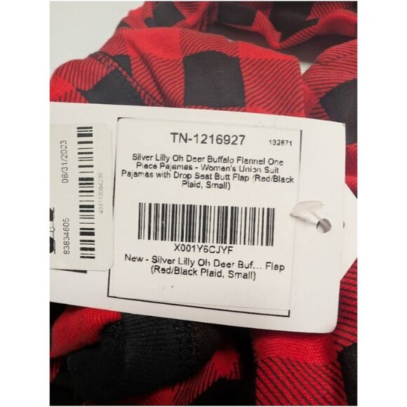 Silver Lilly Buffalo Flannel One Piece Pajamas Red Size Small - Picture 3 of 3